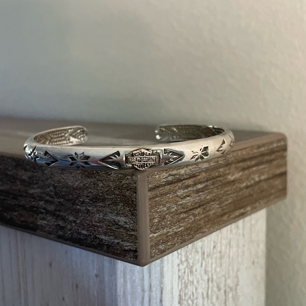 Harley Davidson Sterling Silver and 10kt Gold Bracelet Sturgis Style Cuff
